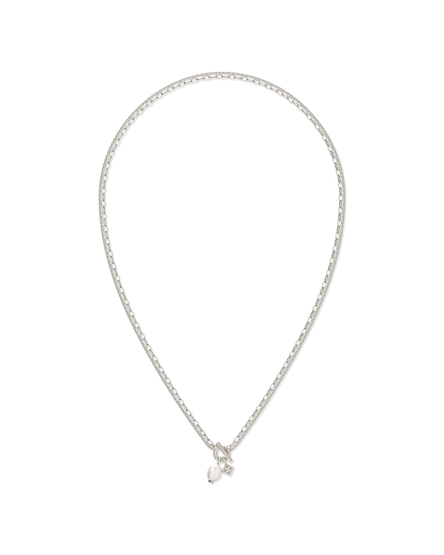 9608867200 EVE CHAIN MULTI STRAND NECKLACE SILVER WHITE PEARL ONE SIZE