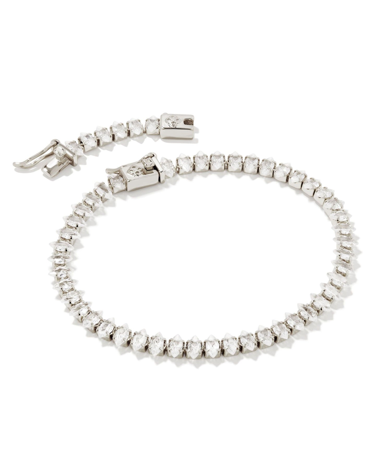 9608853171 LARSAN TENNIS BRACELET SILVER WHITE CZ ONE SIZE