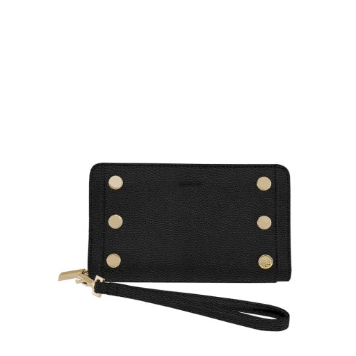 Bryant Wallet Black Brushed Gold Red Zipper