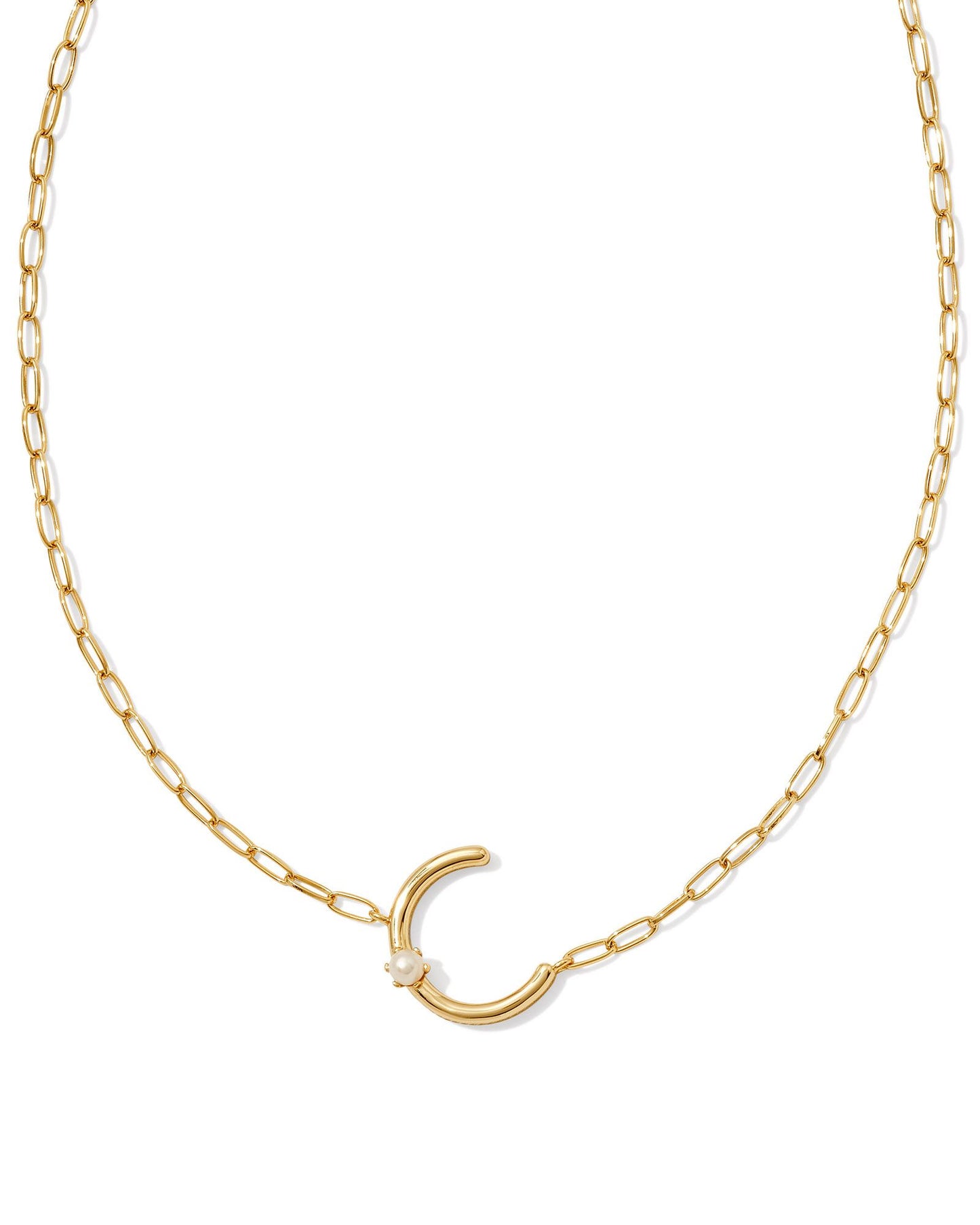 9608872167 PEARL LETTER C SHORT PENDANT NECKLACE GOLD WHITE PEARL ONE SIZE