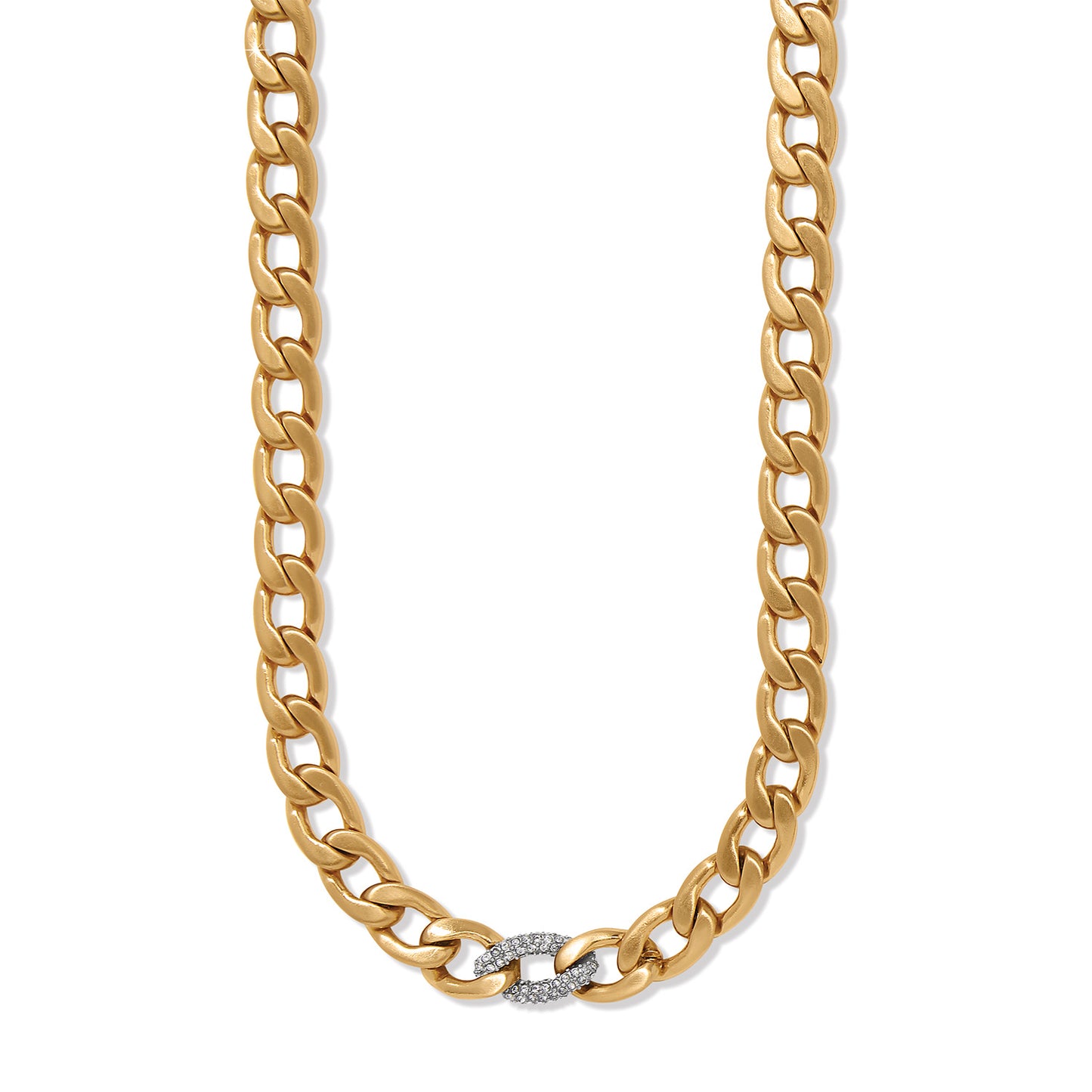 JM7650 Cleo Pave Link Gld Necklace