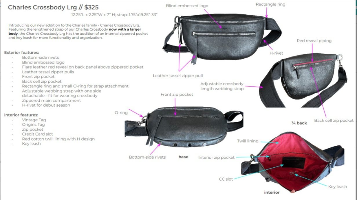 Charles Crossbody Large Black Gunmetal