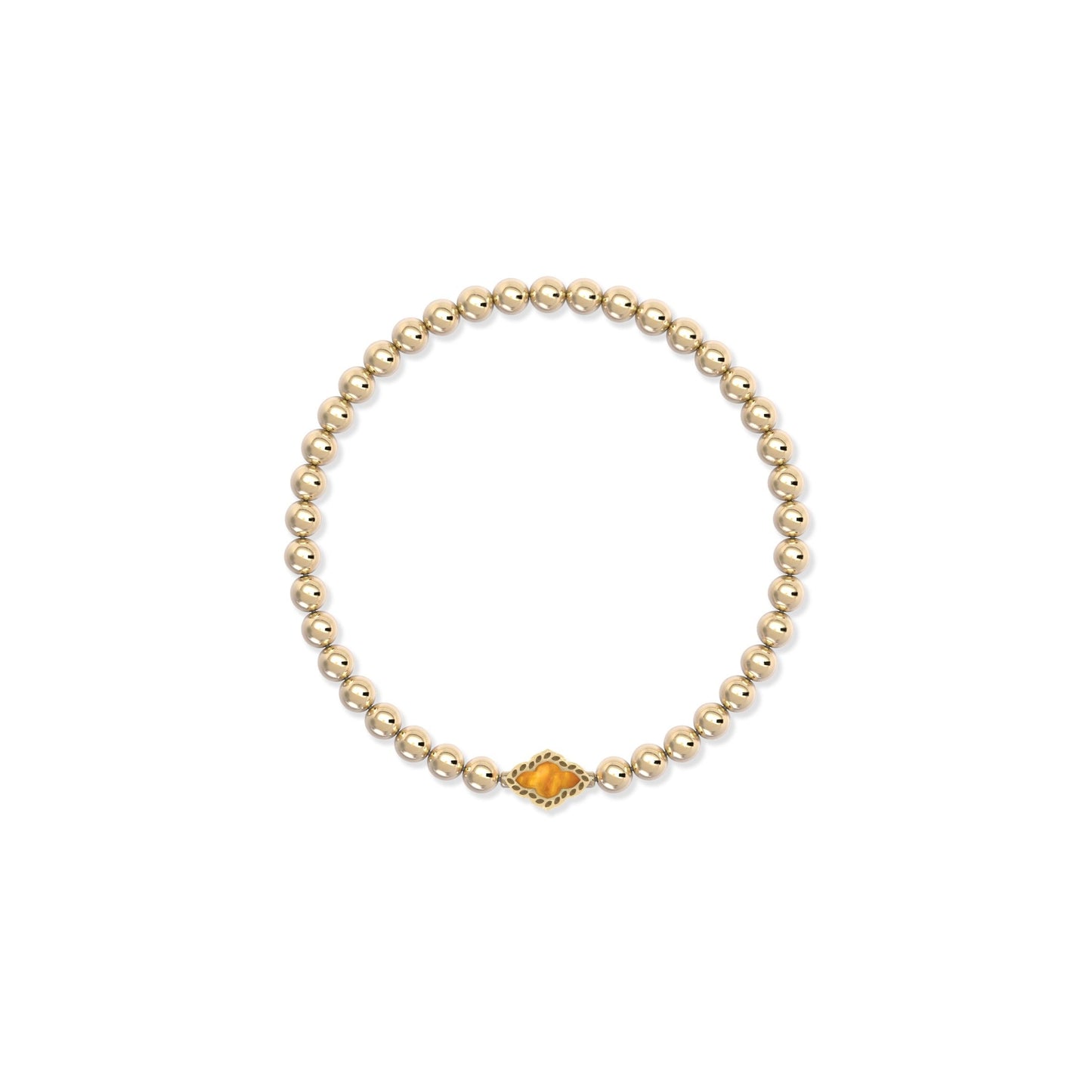 9608872851 ABBIE BEADED STRETCH BRACELET GOLD MARBLED AMBER ILLUSION ONE SIZE