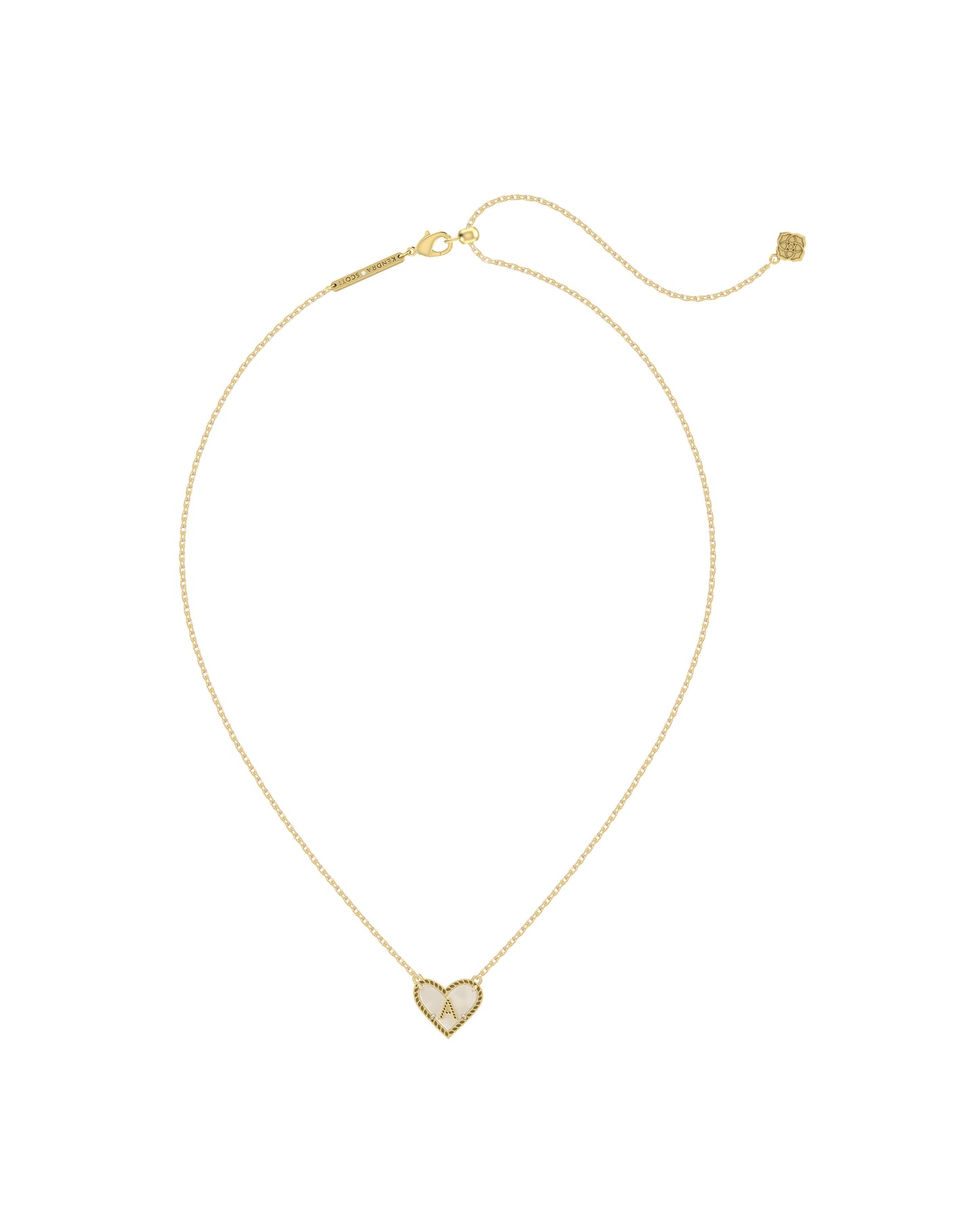 9608876946 HEART LETTER S SHORT PENDANT NECKLACE GOLD IVORY MOTHER OF PEARL ONE SIZE