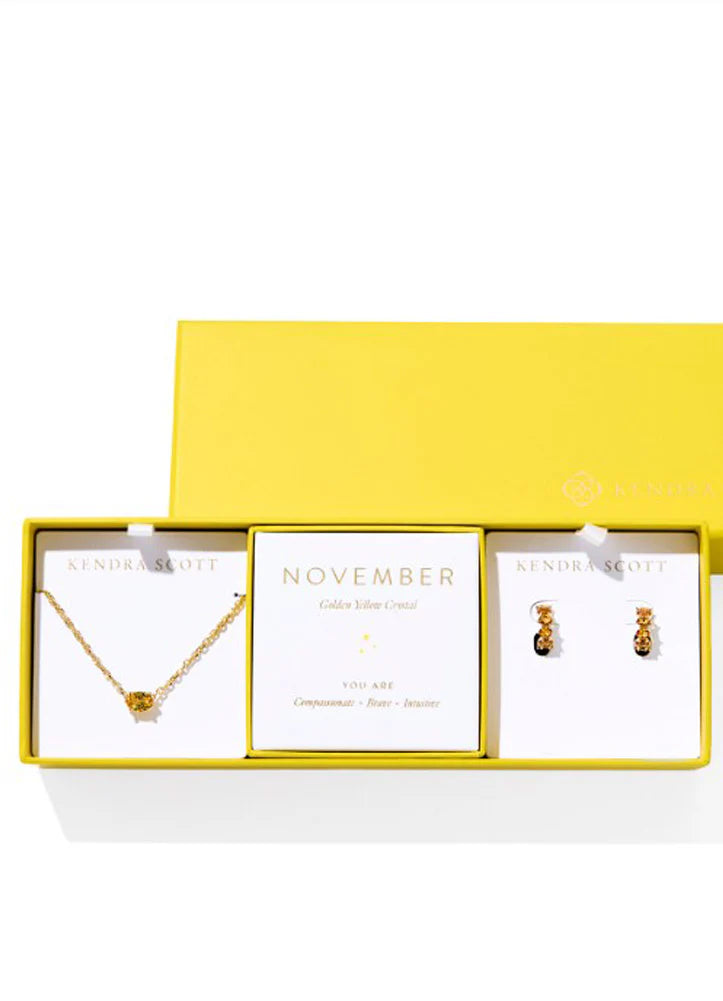 9608889889 CAILIN BIRTHSTONE GIFT SET GOLD GOLDEN YELLOW CRYSTAL ONE SIZE
