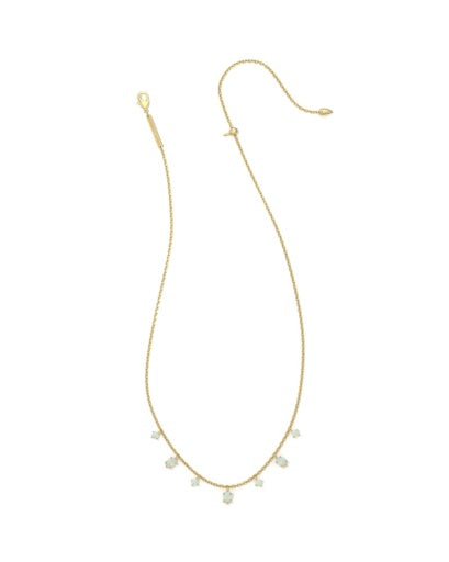 NEW! 9608890281 CAILIN DELICATE STRAND NECKLACE GOLD WHITE IRIDESCENT CRYSTAL ONE SIZE