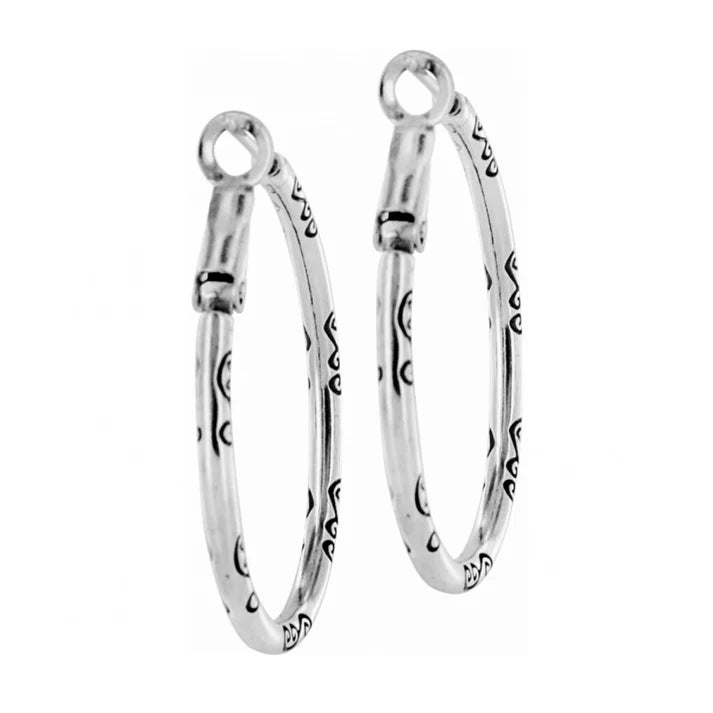 JE0020 Silver Oval Hoop Charm Earring