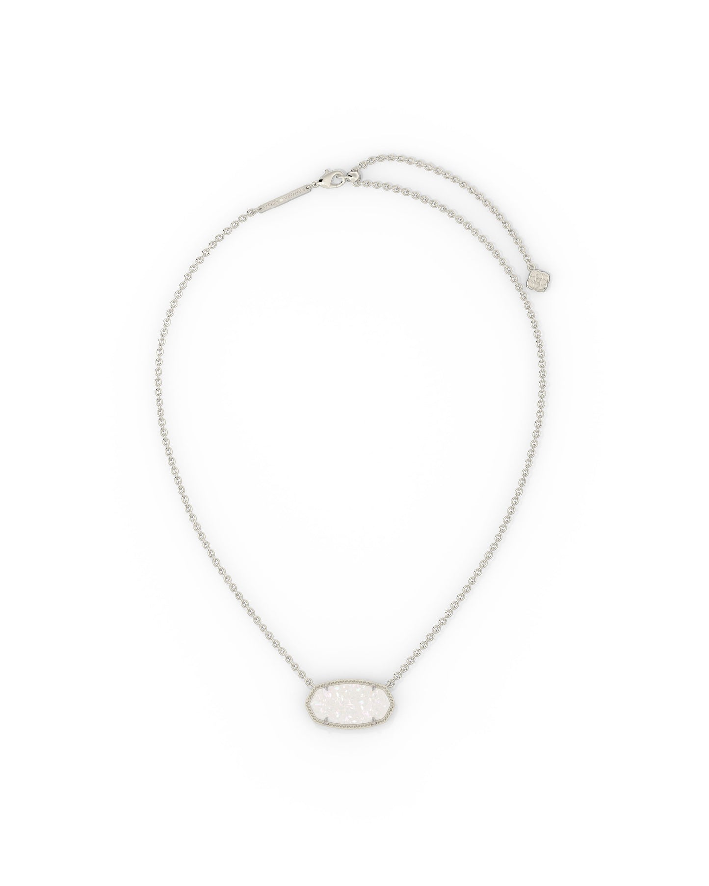9608881161 ELISA STATEMENT SHORT PENDANT NECKLACE SILVER IRIDESCENT DRUSY ONE SIZE