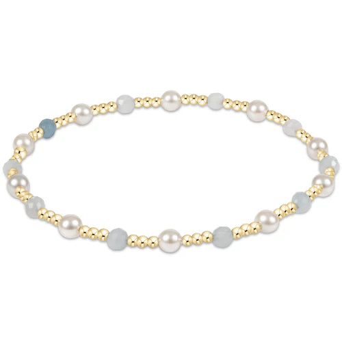 BPESINP4AQ Pearl Sincerity Pattern 4mm Bead Bracelet - Aquamarine