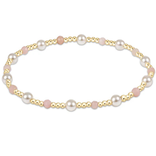 BPESINP4POP Pearl Sincerity Pattern 4mm Bead Bracelet - Pink Opal