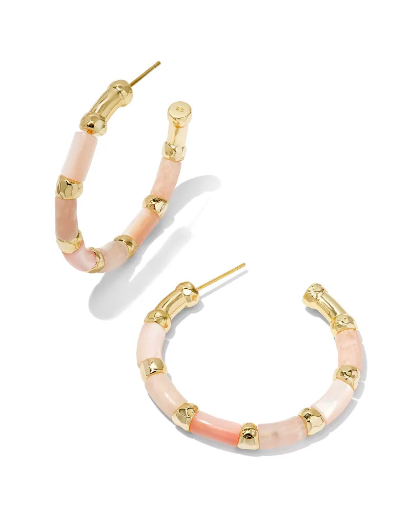 9608860600 GIGI HOOP EARRINGS GOLD PINK MIX ONE SIZE