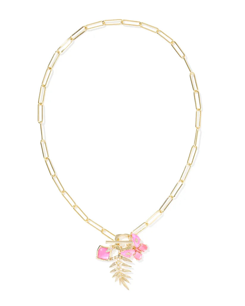 9608877311 BIANCA BUTTERFLY CHARM NECKLACE GOLD PINK MIX ONE SIZE