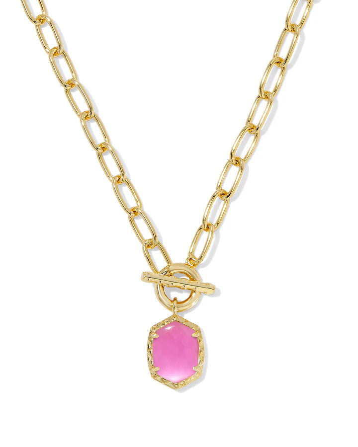 9608875215 DAPHNE LINK AND CHAIN NECKLACE GOLD DICHROIC GLASS ONE SIZE