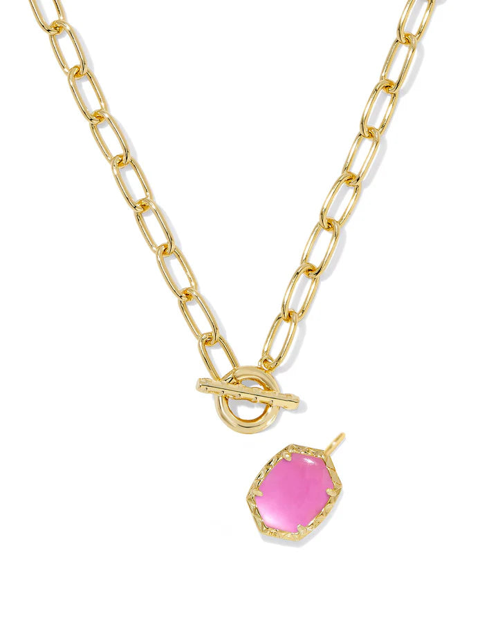 9608875215 DAPHNE LINK AND CHAIN NECKLACE GOLD DICHROIC GLASS ONE SIZE