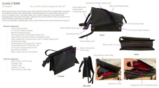 Curtis Black brushed Gold Red Zipper***