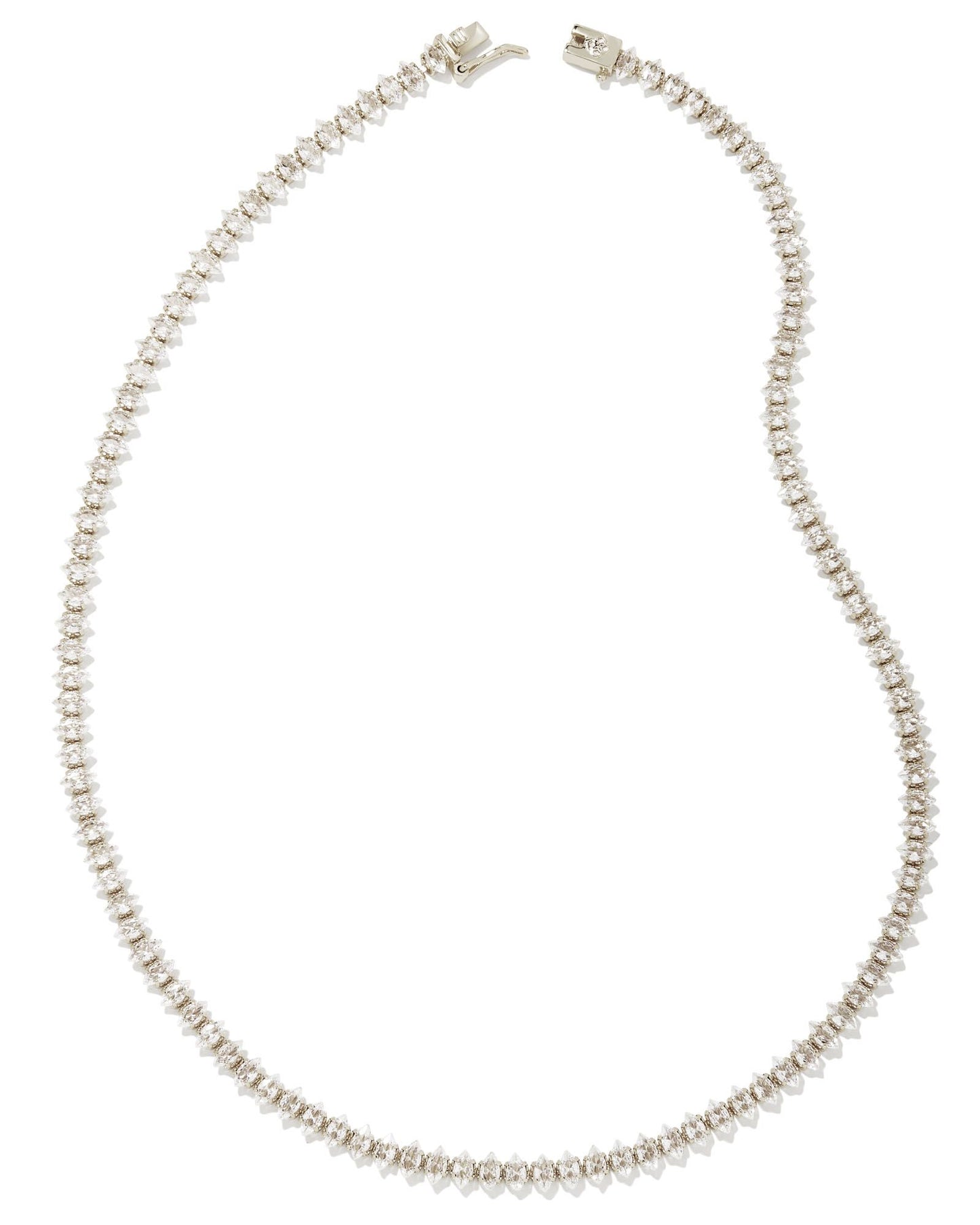 9608853046 Larsan Tennis Necklace Silver White CZ One Size