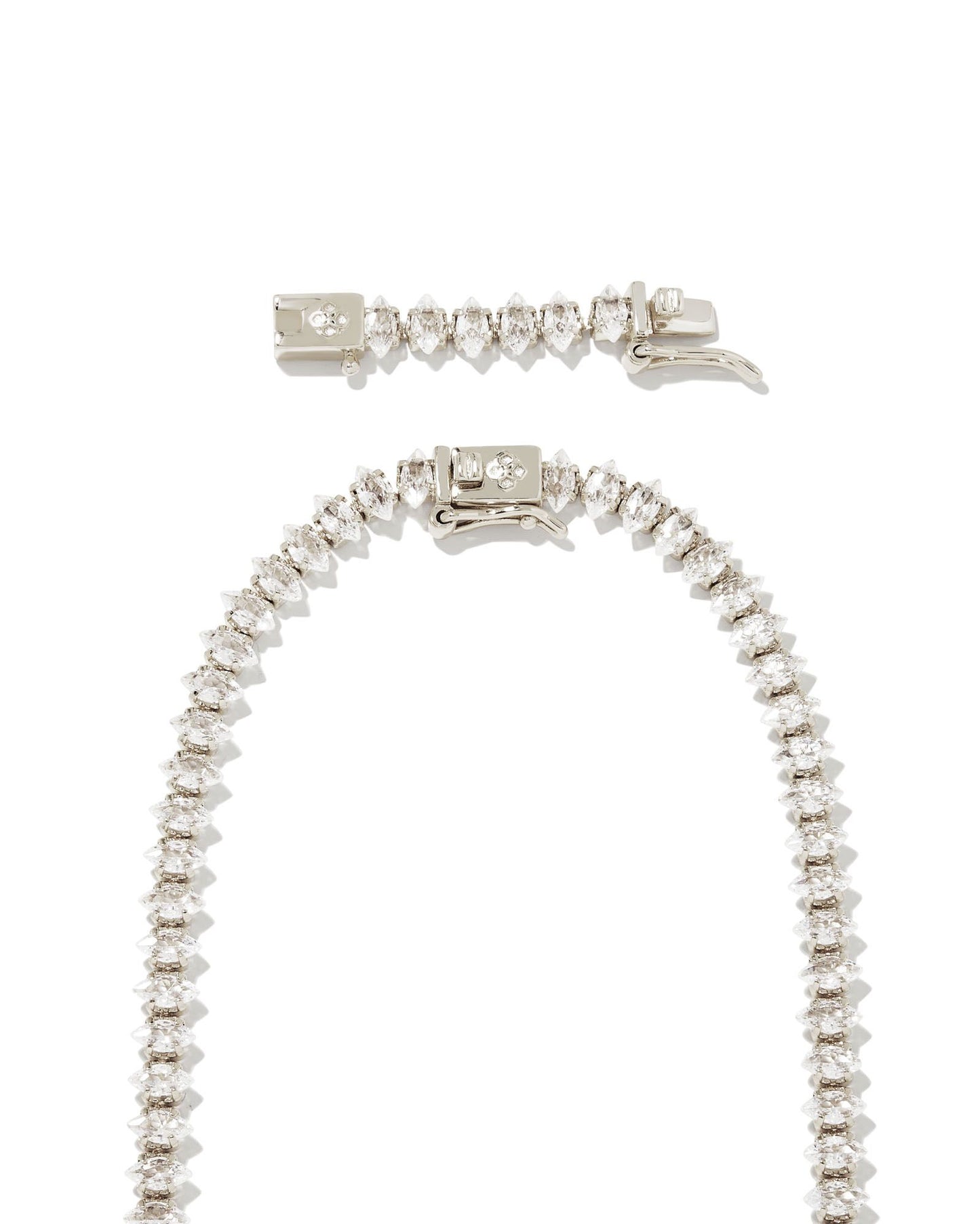 9608853046 Larsan Tennis Necklace Silver White CZ One Size