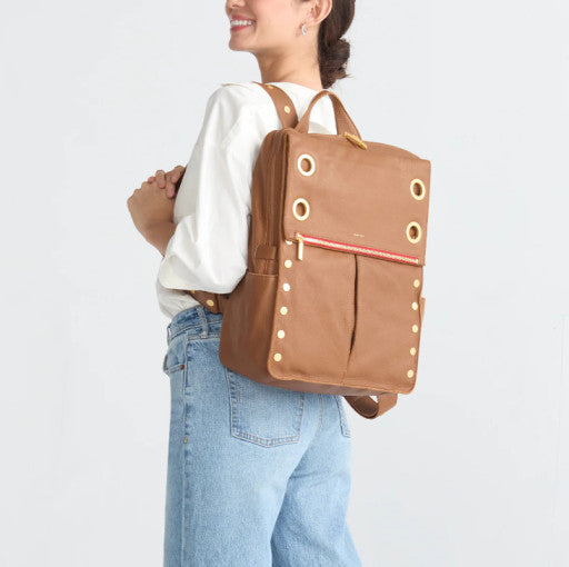 Montana Backpack XL Mahogany Pebble/Brushed Gold Red Zipper