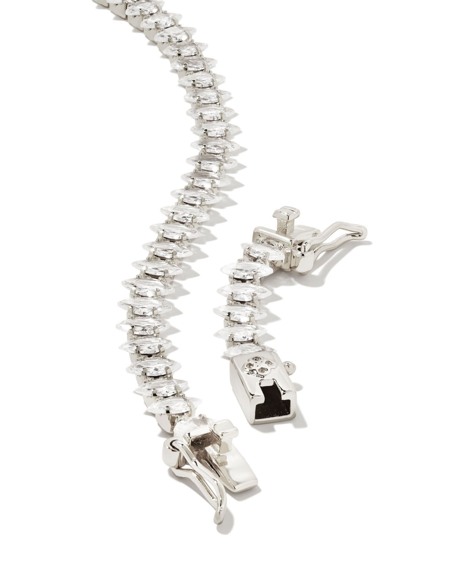 9608853046 Larsan Tennis Necklace Silver White CZ One Size
