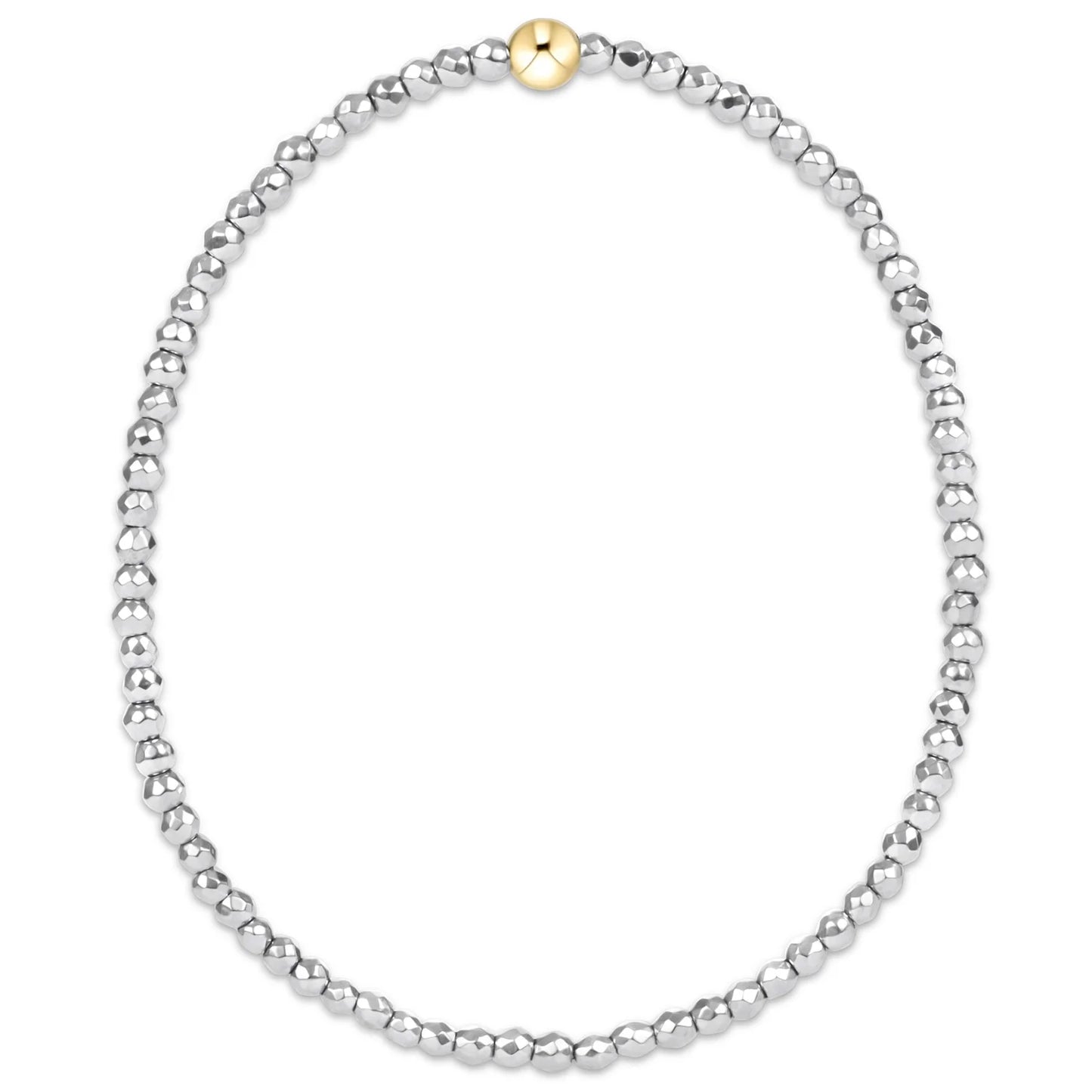 BSILFHEM2 Silver Faceted Hematite 2mm Bead Bracelet