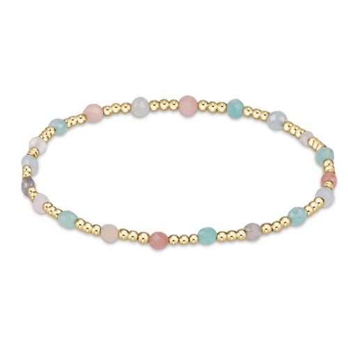 BGEMGSINP3HOTMSS25 Gemstone Gold Sincerity Pattern 3mm Bead Bracelet - Hot Mess SS25