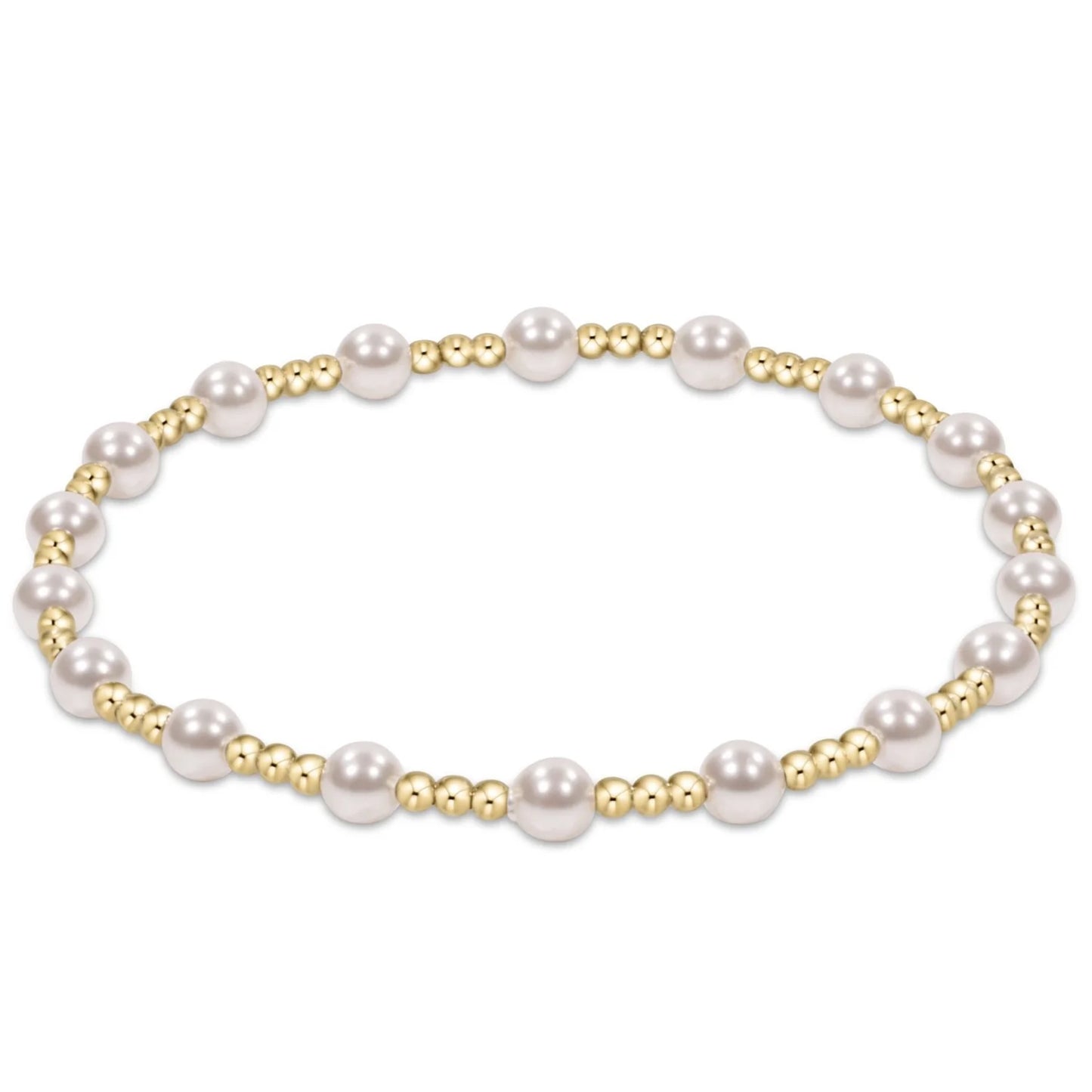 BCLSINPPE4 Classic Sincerity Pattern 4mm Bead Bracelet - Pearl