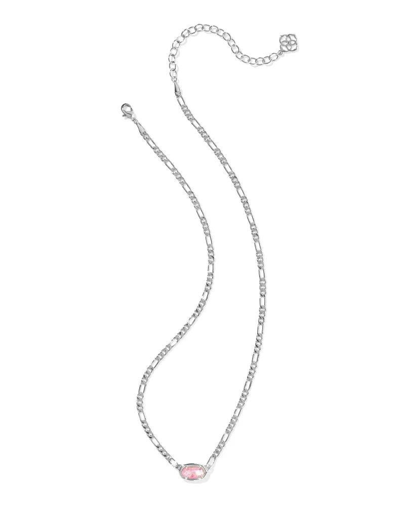 9608884375 ELISA FIGARO CHAIN SHORT PENDANT NECKLACE SILVER PINK IRIDESCENT MOTHER OF PEARL ONE SIZE