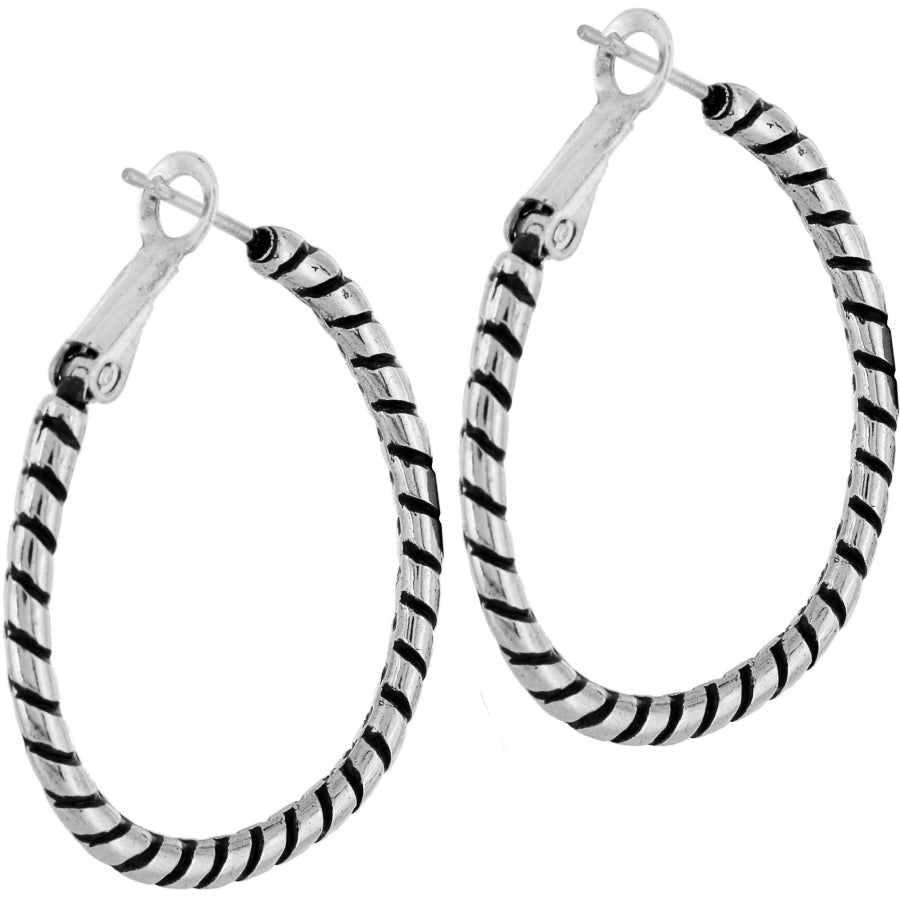 JE3760 Sil Twist Oval Hoop Charm Earings