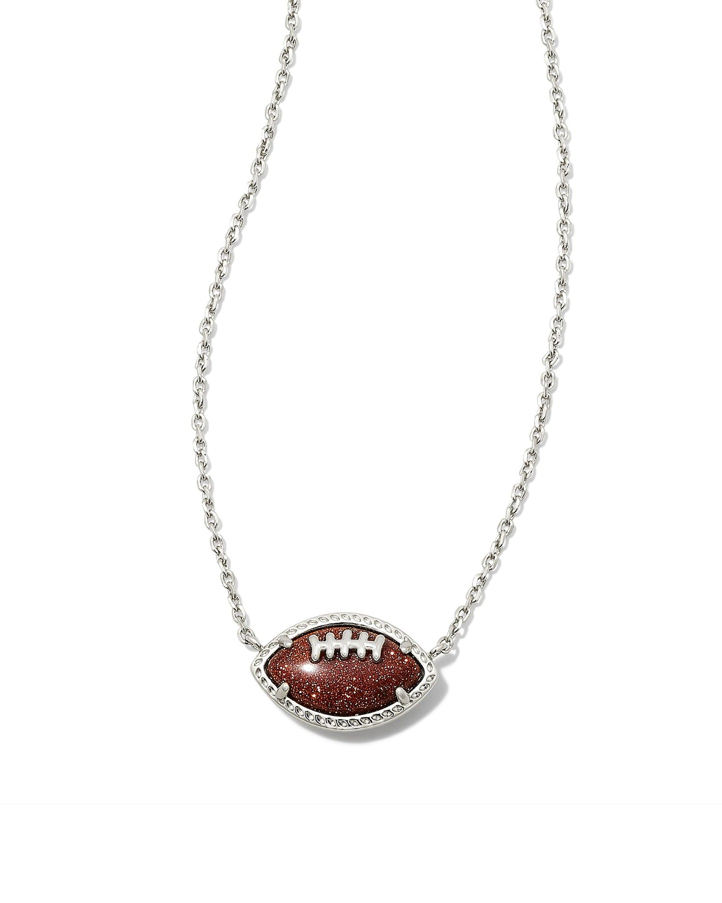 9608865358 FOOTBALL SHORT PENDANT NECKLACE SILVER ORANGE GOLDSTONE ONE SIZE