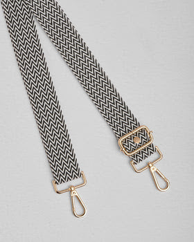 City Slim Bag Black + 2 straps (Black/White Mini Chevron & Logo Black)
