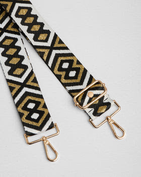 Edgware Black + 2 straps (Logo Black & Black/Gold Glitter Embroidered)