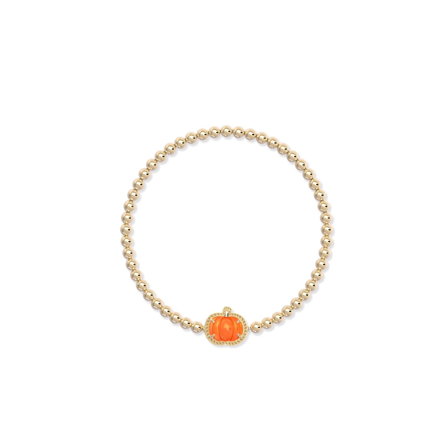 9608872836 PUMPKIN STRETCH BRACELET GOLD ORANGE MOTHER OF PEARL ONE SIZE