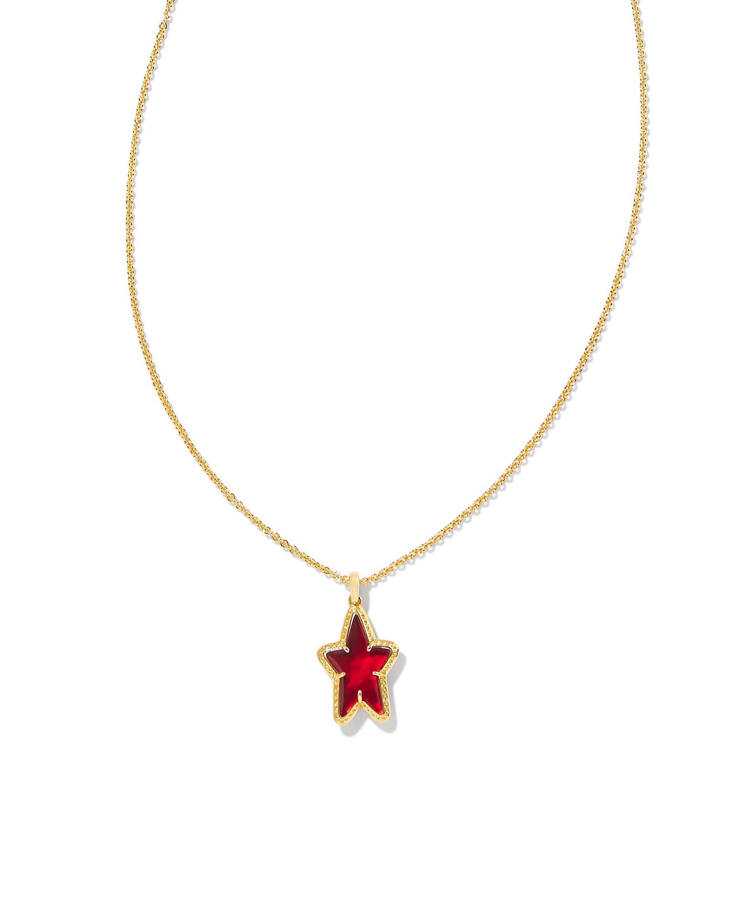 9608859826 ADA STAR SHORT PENDANT NECKLACE GOLD RED ILLUSION ONE SIZE