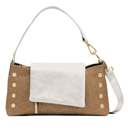 Hammitt Vip Satchel Calla Lily White Raffia Brushed Gold