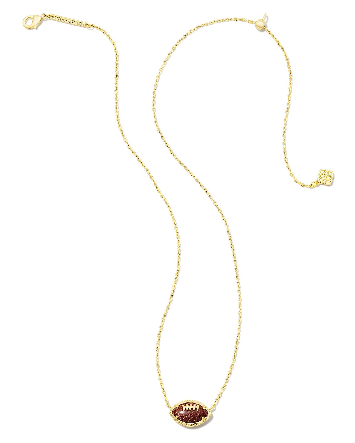 9608856255 FOOTBALL SHORT PENDANT NECKLACE GOLD ORANGE GOLDSTONE ONE SIZE