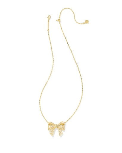 9608875562 KRISTA BOW SHORT PENDANT NECKLACE GOLD WHITE MIX ONE SIZE