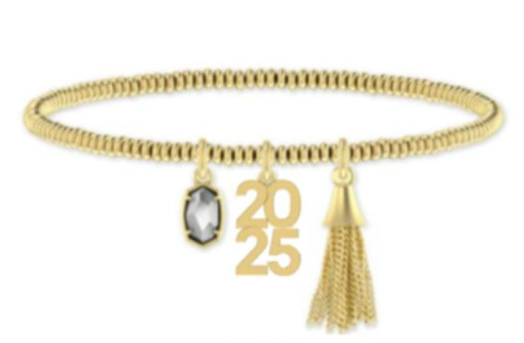 9608872866 2025 GRADUATION STRETCH BRACELET GOLD DICHROIC GLASS ONE SIZE