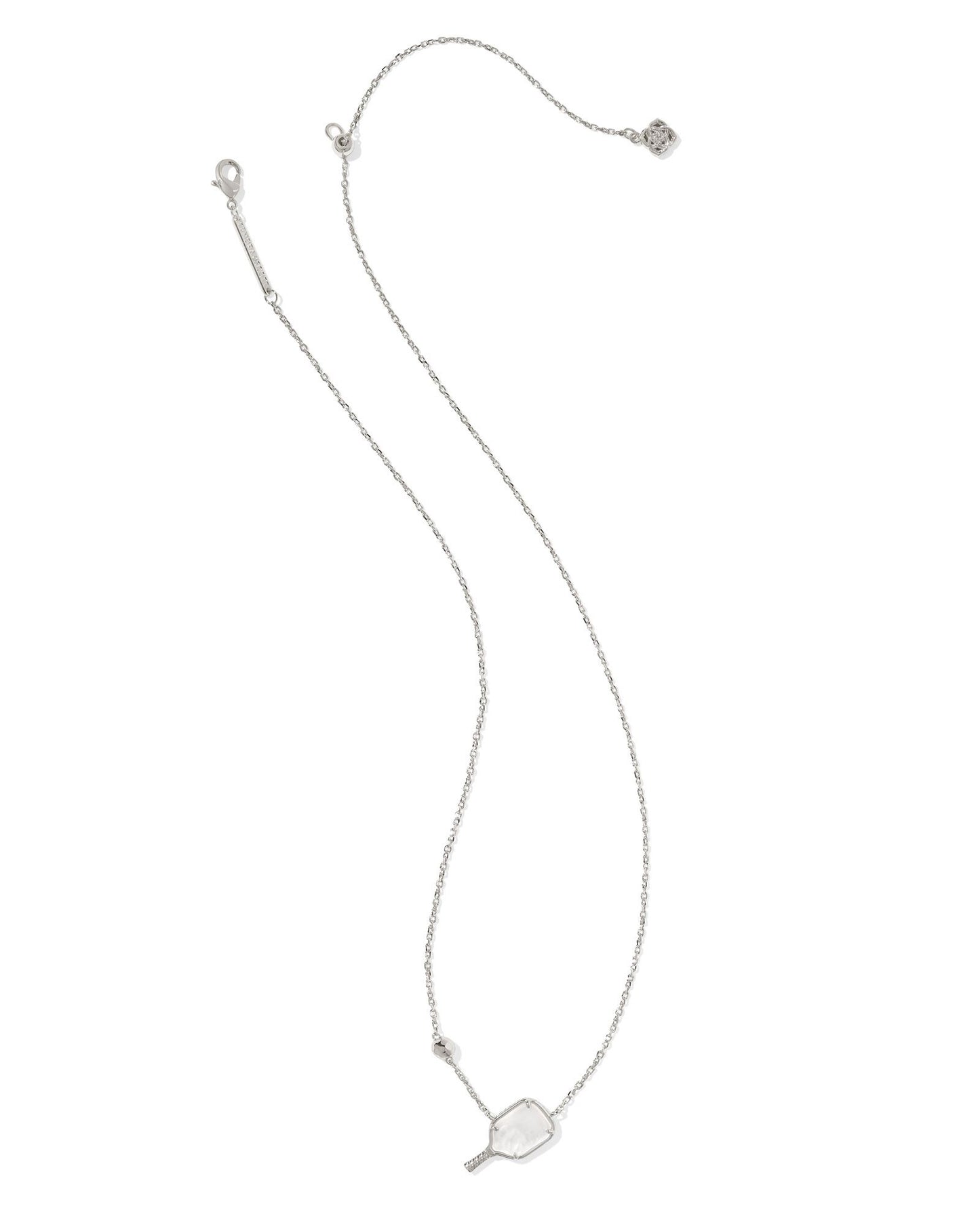 9608866188 PICKLEBALL SHORT PENDANT NECKLACE SILVER IVORY MOTHER OF PEARL ONE SIZE