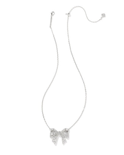 9608875756 KRISTA BOW SHORT PENDANT NECKLACE SILVER WHITE MIX ONE SIZE