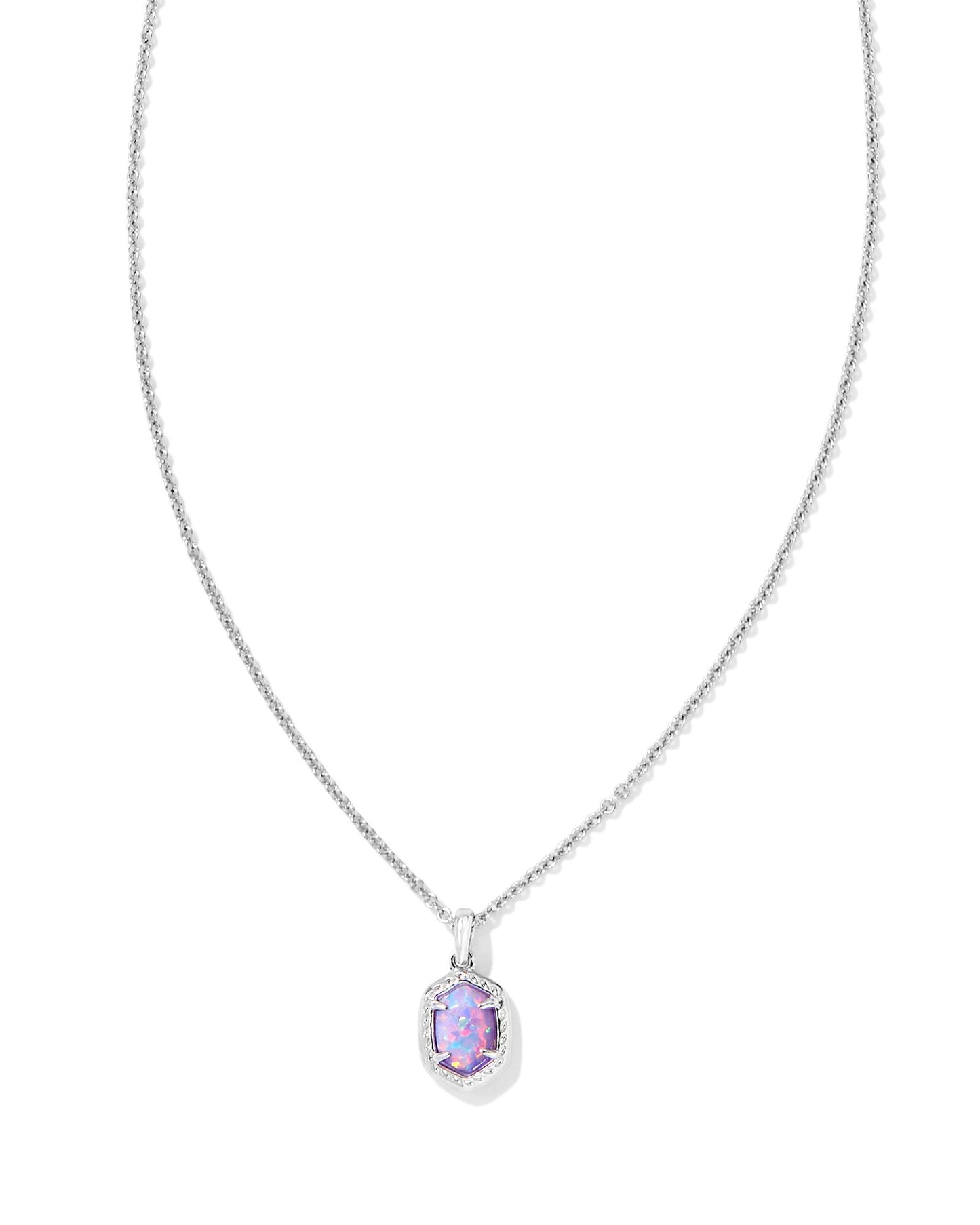 9608864307 DAPHNE FRAMED SHORT PENDANT NECKLACE SILVER LILAC KYOCERA OPAL ONE SIZE