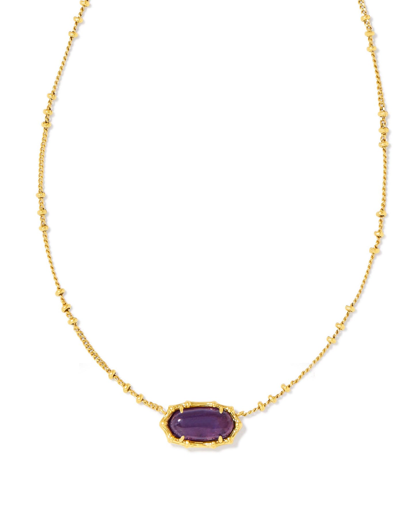 9608867870 ELISA BAMBOO FRAME SHORT PENDANT NECKLACE GOLD DARK PURPLE AMETHYST ONE SIZE
