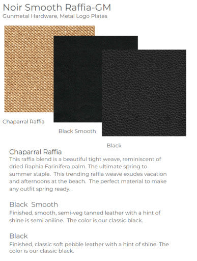 Mini B Noir Smooth Raffia/Gunmetal