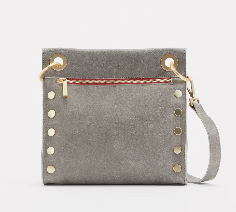 Hammitt Tony MED Pewter/Brushed Gold Red Zipper