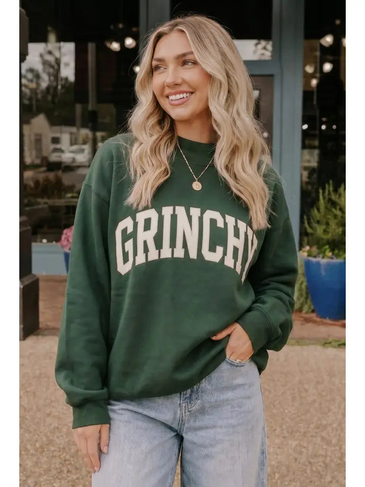 Grinchy Graphic Holiday Sweatshiert Green