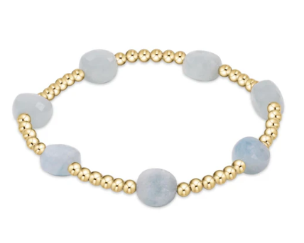 Admire Gold 3mm Bead Bracelet - Aquamarine