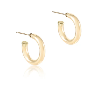 Round Gold 1" Post Hoop - 4mm - Smooth