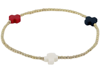 Signature Cross 2mm Bead Bracelet - Firecracker