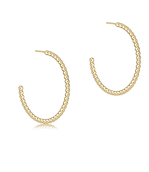 Beaded Classic 1.25" Post Hoop - 2mm Gold