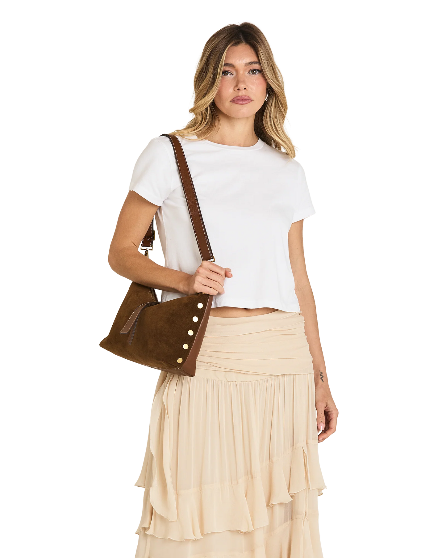 PREORDER NOW!  Grace Medium Cinnamon Suede/Antique Gold