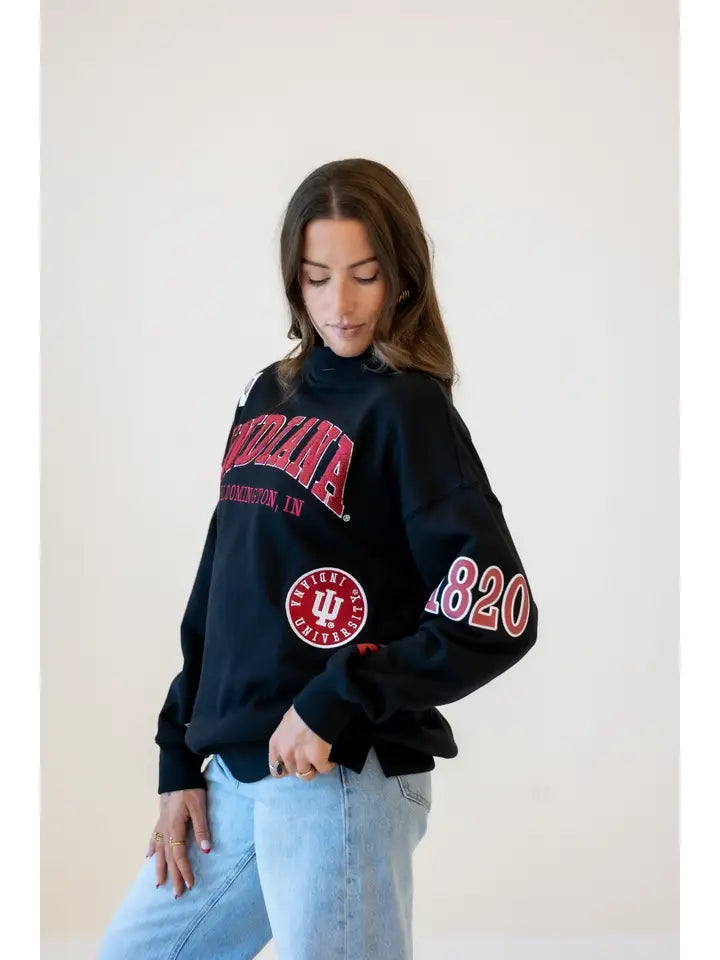 Indiana All Over Scatter Oversized Funnel Neck Black